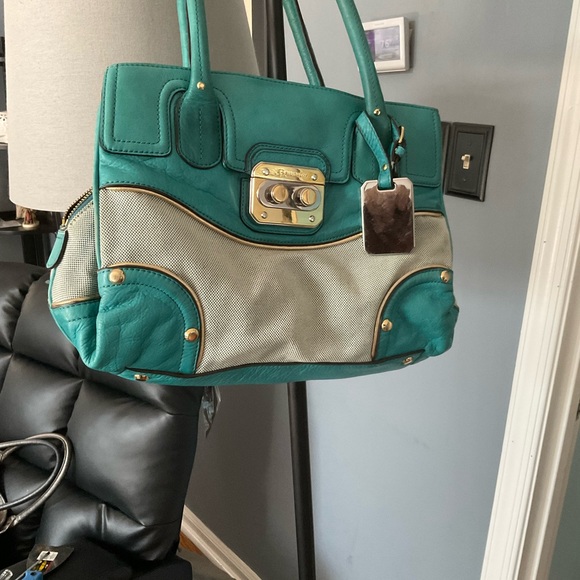 B Makowski satchel leather and canvas 3 huge compartments. EUC - Picture 10 of 11